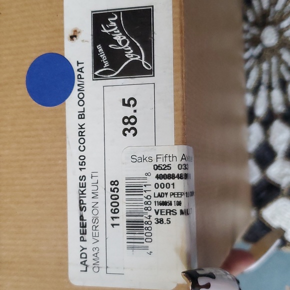 Christian Louboutin Metallic Spike Lady Peep 38.5/ US 8 Cork Multicolor - Picture 9 of 13